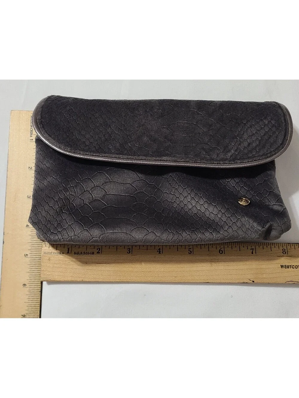 Stephanie Johnson Cosmetic Makeup Bag Womens Size Medium Gray Travel Storage EUC